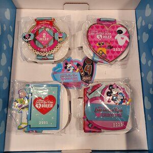 Run Disney Valentines Love on the Run Medals and embroidered Throw